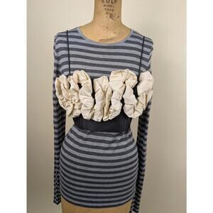 ganni white ruffled icing top
